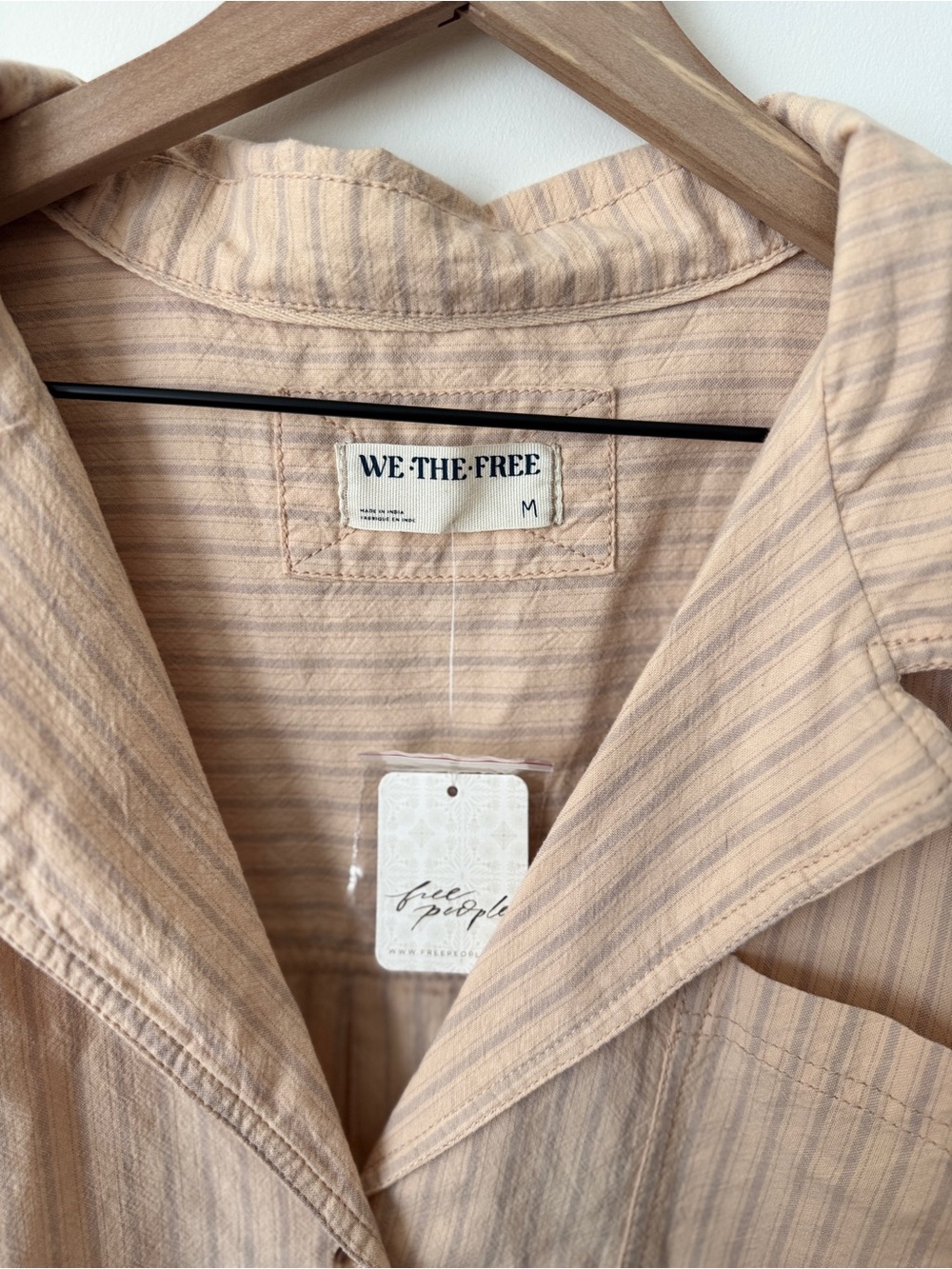 NWT — WE THE FREE Peach Striped Button-Up Long Sleeve Jacket - Picture 6 of 7